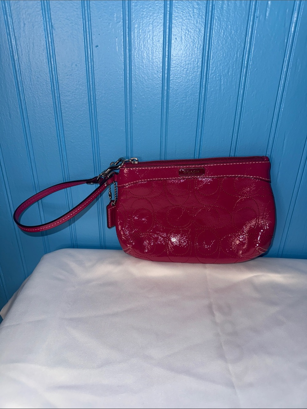 Coach Patent Wristlet in Bright Fuchsia